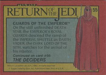 1983 Topps Star Wars: Return of the Jedi #55 Guards of the Emperor Back