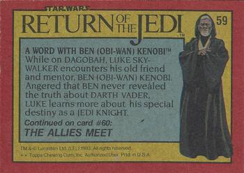 1983 Topps Star Wars: Return of the Jedi #59 A Word with Ben (Obi-Wan) Kenobi Back