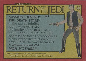1983 Topps Star Wars: Return of the Jedi #63 Mission: Destroy the Death Star! Back