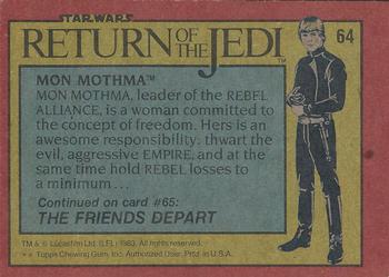 1983 Topps Star Wars: Return of the Jedi #64 Mon Mothma Back