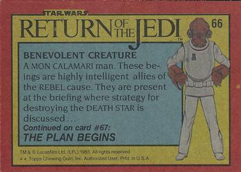 1983 Topps Star Wars: Return of the Jedi #66 Benevolent Creature Back