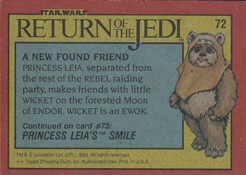 1983 Topps Star Wars: Return of the Jedi #72 A New Found Friend Back