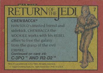 1983 Topps Star Wars: Return of the Jedi #7 Chewbacca Back