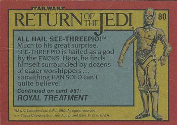 1983 Topps Star Wars: Return of the Jedi #80 All Hail See-Threepio! Back