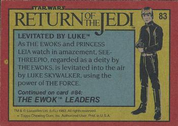 1983 Topps Star Wars: Return of the Jedi #83 Levitated by Luke Back