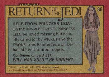 1983 Topps Star Wars: Return of the Jedi #86 Help from Princess Leia Back