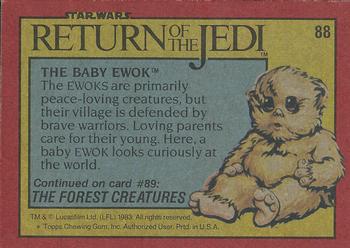 1983 Topps Star Wars: Return of the Jedi #88 The Baby Ewok Back