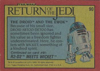 1983 Topps Star Wars: Return of the Jedi #90 The Droid and the Ewok Back