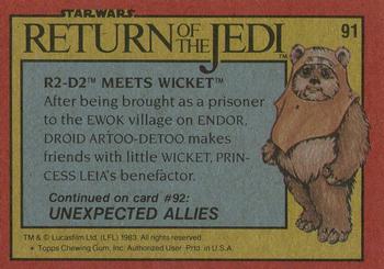 1983 Topps Star Wars: Return of the Jedi #91 R2-D2 Meets Wicket Back