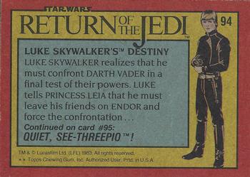 1983 Topps Star Wars: Return of the Jedi #94 Luke Skywalker's Destiny Back