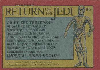 1983 Topps Star Wars: Return of the Jedi #95 Quiet, See-Threepio! Back