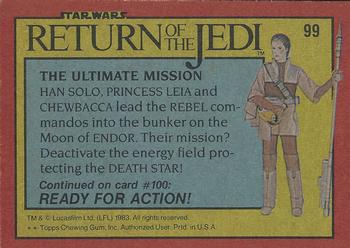 1983 Topps Star Wars: Return of the Jedi #99 The Ultimate Mission Back