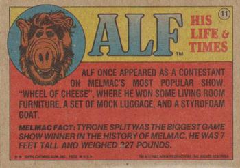 1987 Topps ALF #11 You're Right! TV Is A Lot Better When It's Plugged In! Back