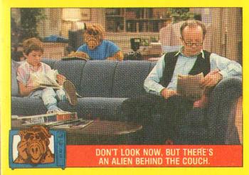 1987 Topps ALF #14 Don't Look Now, But There's An Alien Behind The Couch Front