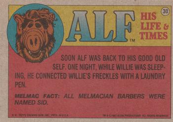 1987 Topps ALF #30 I wonder if I can deduct flea powder as a business expense? Back