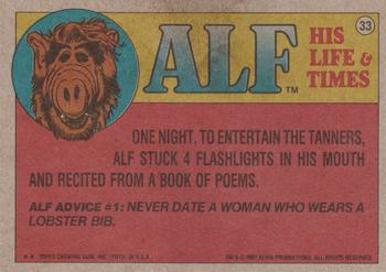1987 Topps ALF #33 This isn't your shirt, Willie. I borrowed it from a neighbor's clothesline Back