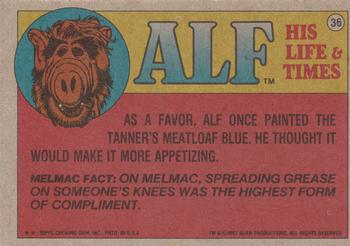 1987 Topps ALF #36 I'm a Melmac Doodle Dandy! Back