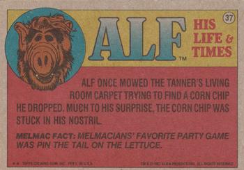 1987 Topps ALF #37 Alf, do you ever stop eating? Back