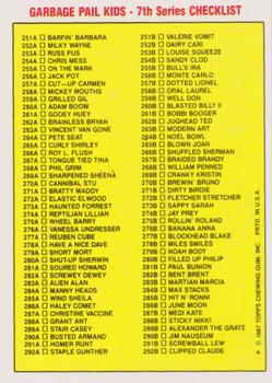 1987 Topps Garbage Pail Kids Series 7 #290b Jim Nauseum Back