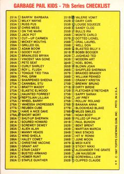 1987 Topps Garbage Pail Kids Series 7 #290b Jim Nauseum Back