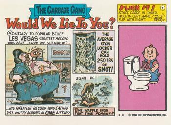 1988 Topps Garbage Pail Kids Series 14 #544a Zipped Kip Back