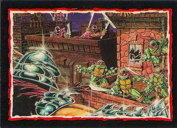 1989 Topps Teenage Mutant Ninja Turtles - Bonus Cards #F Battle Above the Streets Front