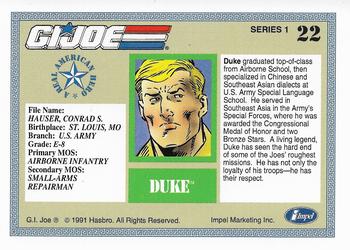 1991 Impel G.I. Joe #22 Duke Back