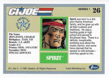1991 Impel G.I. Joe #26 Spirit Back