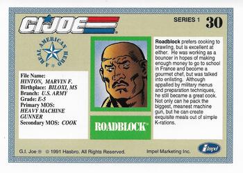 1991 Impel G.I. Joe #30 Roadblock Back