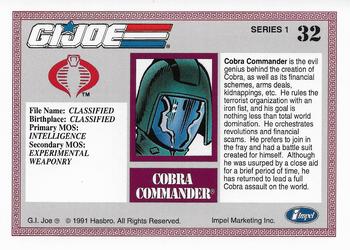 1991 Impel G.I. Joe #32 Cobra Commander Back