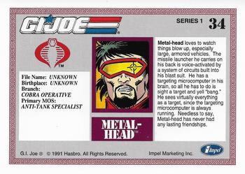 1991 Impel G.I. Joe #34 Metal-Head Back