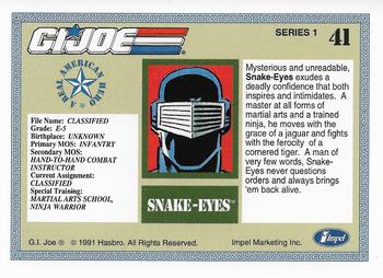 1991 Impel G.I. Joe #41 Snake-Eyes Back