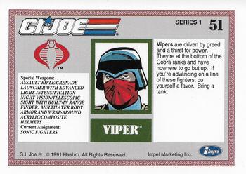1991 Impel G.I. Joe #51 Viper Back