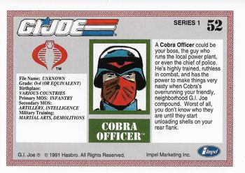 1991 Impel G.I. Joe #52 Cobra Officer Back