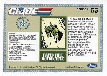 1991 Impel G.I. Joe #55 Rapid Fire Motorcycle, R.A.M. Back