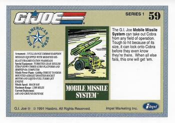 1991 Impel G.I. Joe #59 Mobile Missile System, MMS Back