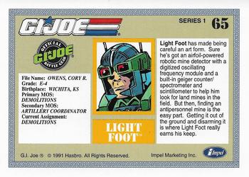 1991 Impel G.I. Joe #65 Light Foot Back