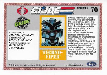 1991 Impel G.I. Joe #76 Techno-Viper Back