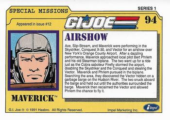1991 Impel G.I. Joe #94 Airshow Back