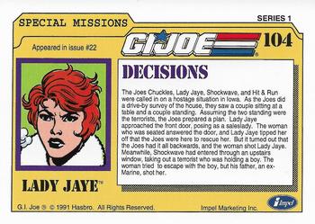 1991 Impel G.I. Joe #104 Decisions Back