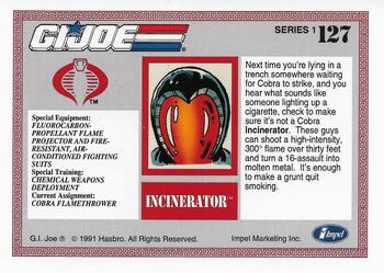 1991 Impel G.I. Joe #127 Incinerator Back