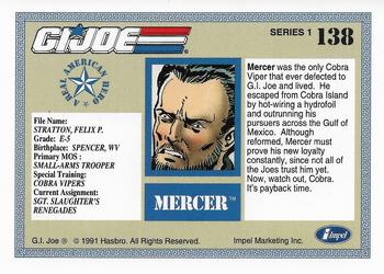 1991 Impel G.I. Joe #138 Mercer Back