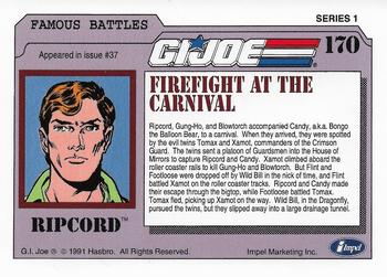 1991 Impel G.I. Joe #170 Firefight at the Carnival Back