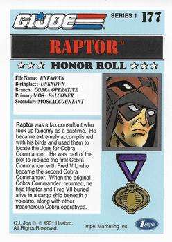 1991 Impel G.I. Joe #177 Raptor Back