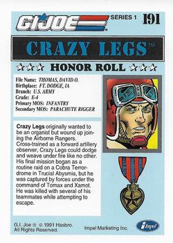 1991 Impel G.I. Joe #191 Crazy Legs Back