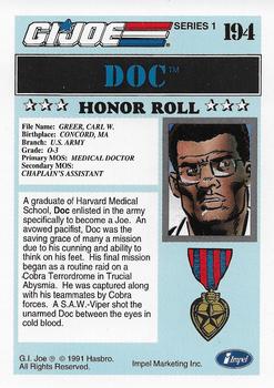1991 Impel G.I. Joe #194 Doc Back