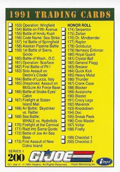 1991 Impel G.I. Joe #200 1991 Checklist (106-200, Inserts) Back
