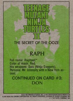 1991 Topps Teenage Mutant Ninja Turtles II: The Secret of the Ooze #2 Raph Back