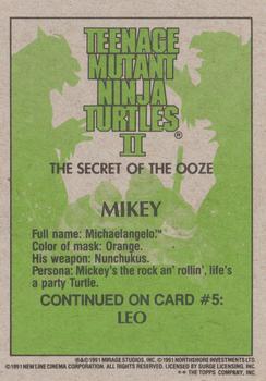 1991 Topps Teenage Mutant Ninja Turtles II: The Secret of the Ooze #4 Mikey Back