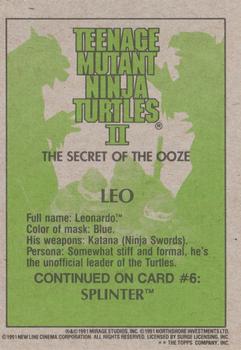 1991 Topps Teenage Mutant Ninja Turtles II: The Secret of the Ooze #5 Leo Back